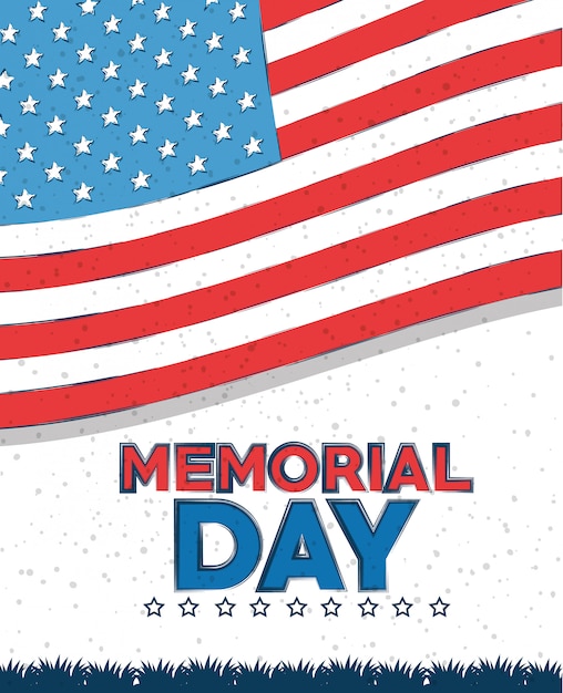 happy memorial day celebration card with usa flag