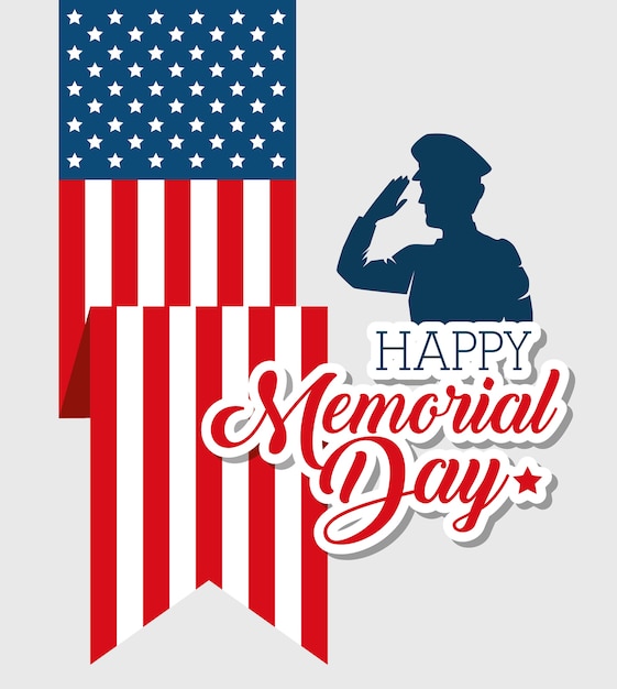 Vector happy memorial day soldier silhouette