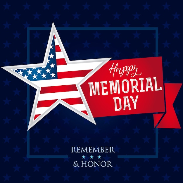 Happy Memorial Day USA creative banner Isolated abstract graphic design template Star 3D icon