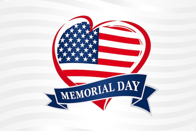 Happy Memorial Day USA heart badge US flag colors Creative isolated icon State holiday logo