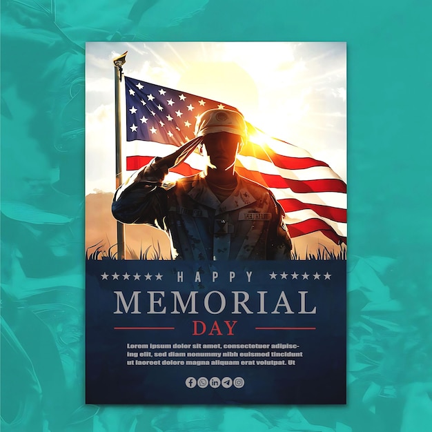 Vector happy memorial day with american flag illustration template for poster banner