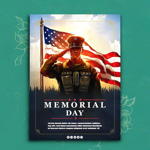 Vector happy memorial day with american flag illustration template for poster banner