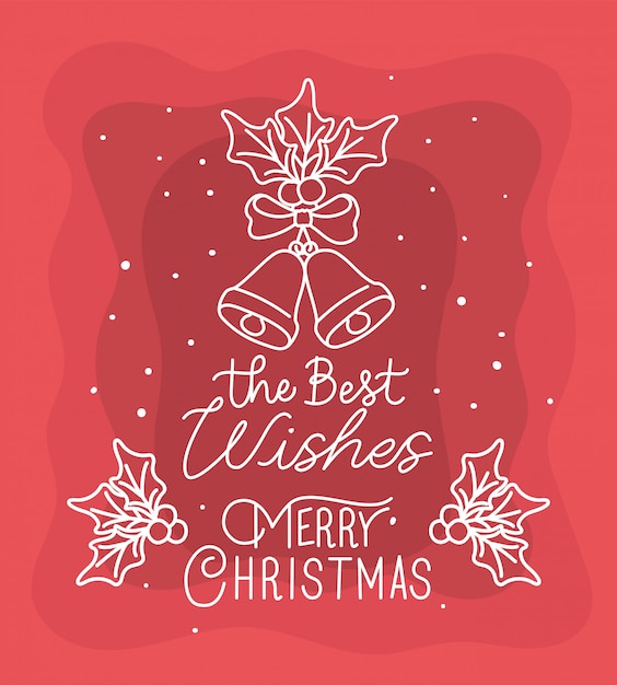 Happy merry christmas calligraphy font with bells