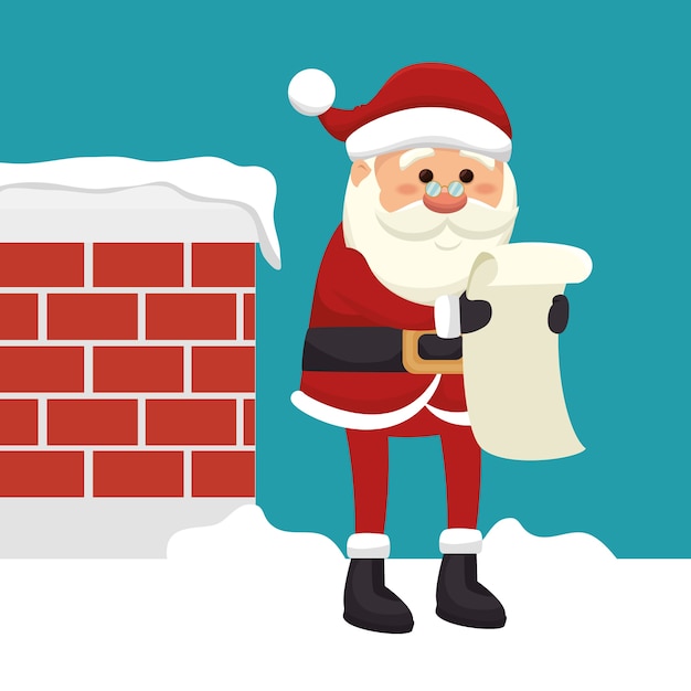 happy merry christmas santa claus character vector illustration design