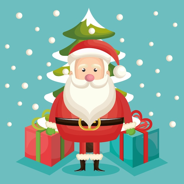 happy merry christmas santa claus character vector illustration design