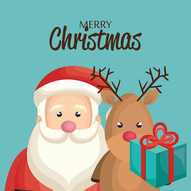 happy merry christmas santa claus character vector illustration design