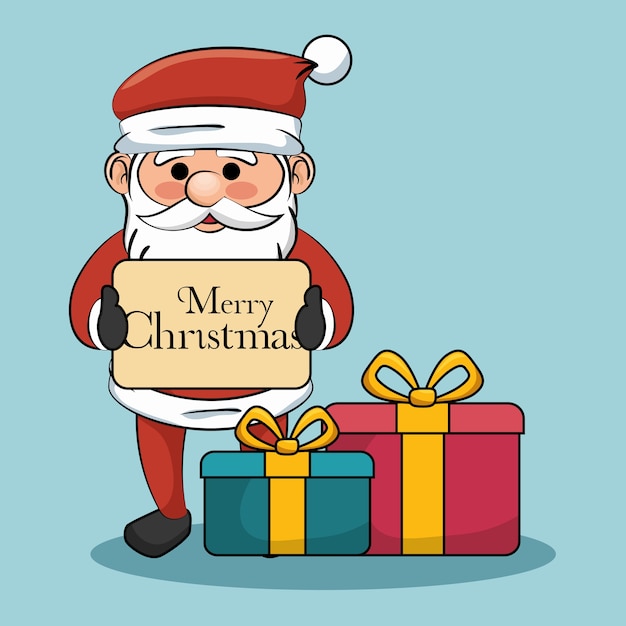 happy merry christmas santa claus character vector illustration design