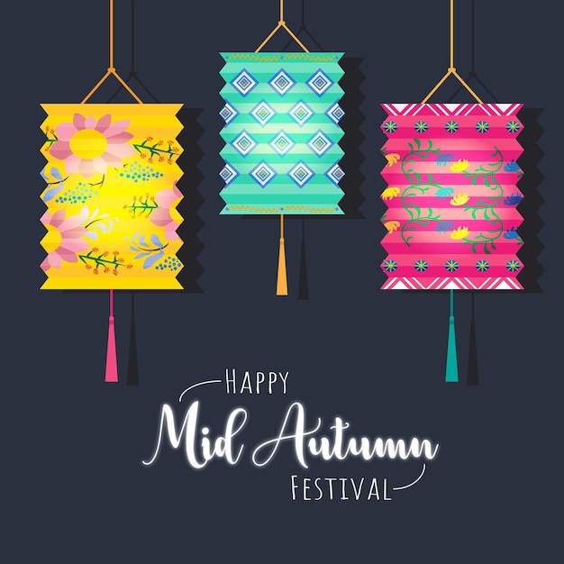 Vector happy mid autumn festival greeting post vector