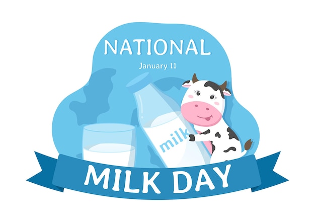 Happy Milk Day Illustration Celebration with Splash Drop in Smooth Wave of White Fresh Milky of Cow