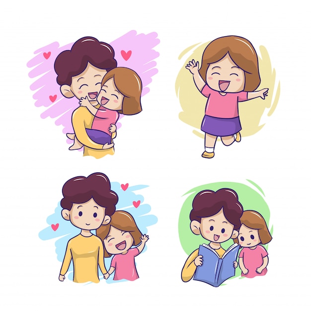 Happy Mom & Daughter Illustration