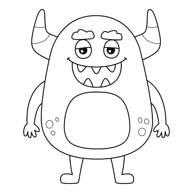 Happy Monster Coloring Page for Kids