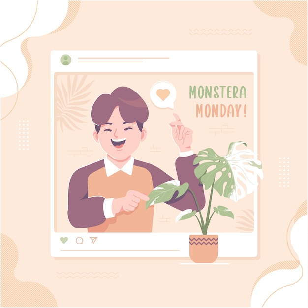 happy monstera monday illustration background