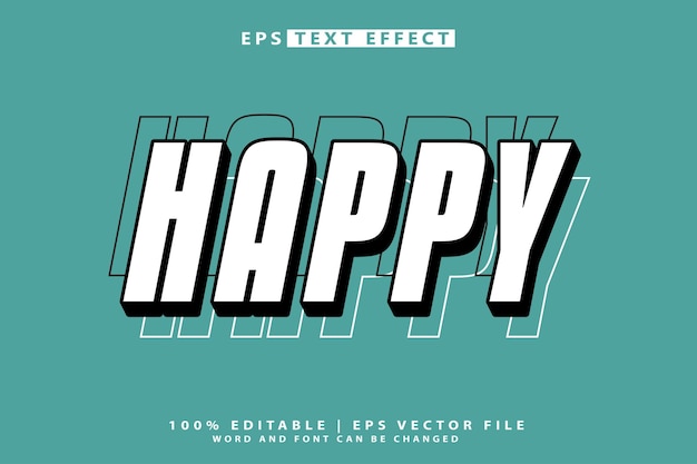 Vector happy mood 3d editable text effect