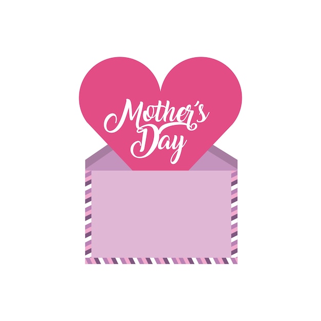 happy mother day card with envelope and heart icon 