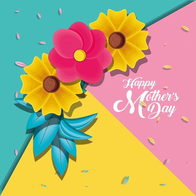 Happy mother day card with flowers