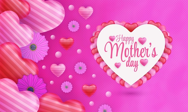 Happy Mother's Day Celebration Social Media Post Concept I Love You Mom Pink Background Template