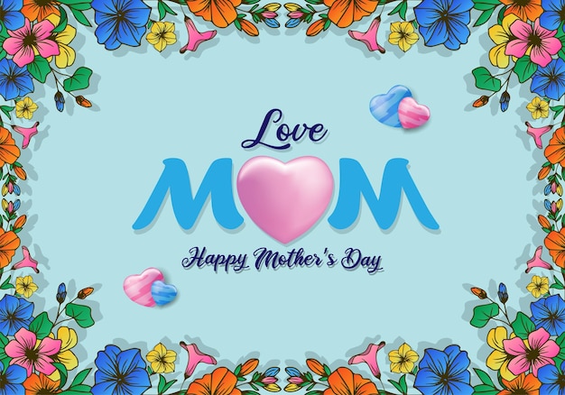 happy mother's day colorful flower frame background decoration