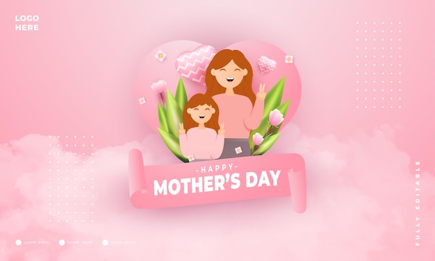 Happy Mother's Day design suitable for greeting cards sales promotions vouchers banners and others