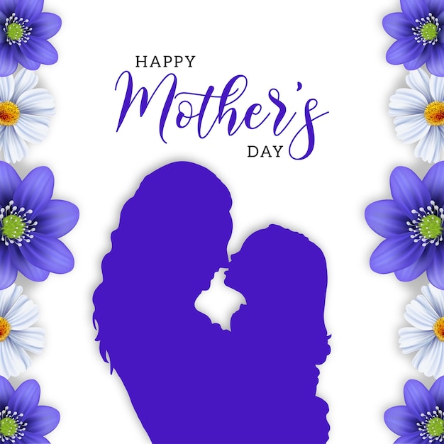 Happy Mother's Day Greetings Blue White Background Social Media Design Banner Free Vector