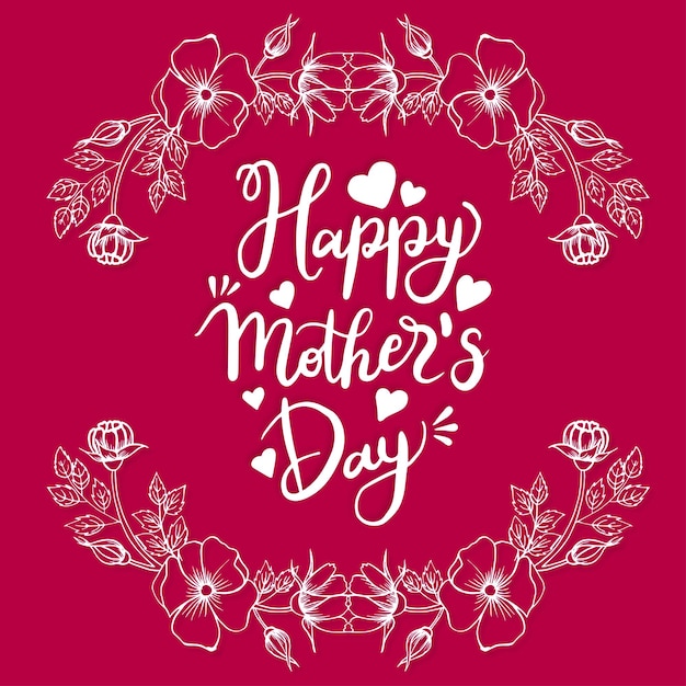 Happy Mother's Day Greetings Pink White Background Social Media Design Banner Free Vector