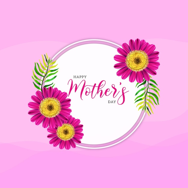 Happy Mother's Day Greetings Pink White Frame Background Social Media Design Banner Free Vector