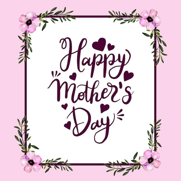 Happy Mother's Day Greetings Purple Green Background Social Media Design Banner Free Vector