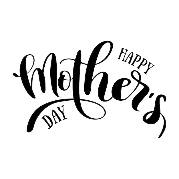 Happy Mother's day hand drawn lettering. Holiday postcard.Calligraphy illustration on white.