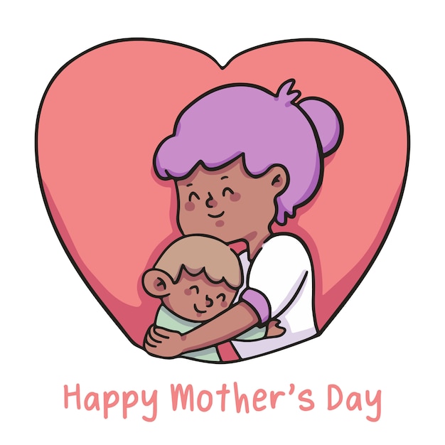 happy mother's day illustration mother hugging child