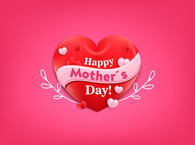 Happy mother's day illustration with hearts Premium Vector