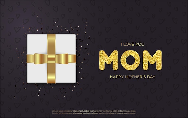 Happy mother's day letters with realistic gift box