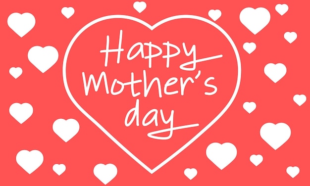 Happy Mother's Day minimalistic card or banner with heart. Vector illustartion.