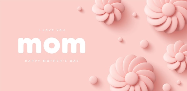 Happy Mother's Day modern banner design 3d vector illustration