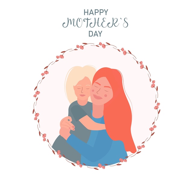 Happy Mother's Day Redhead Mom with Blonde Daughter