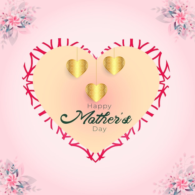 Happy Mother's Day vector greeting cards with beautiful golden hearts design