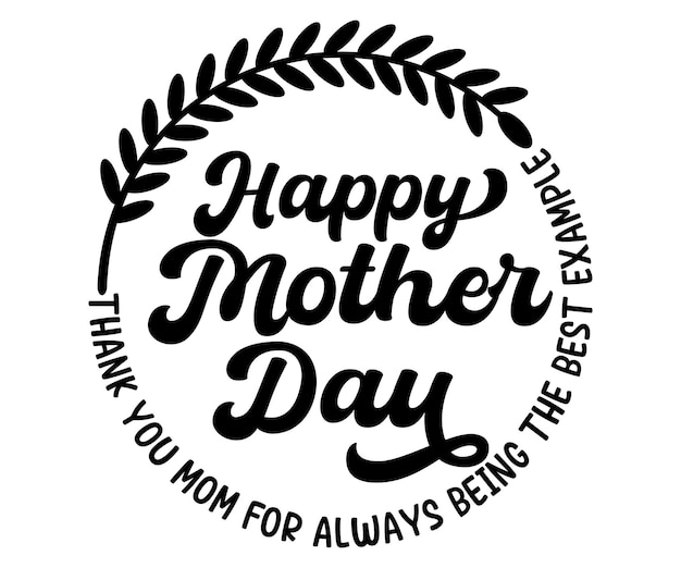 Happy Mother's day with heart with floral design Vector Illustration sublimation