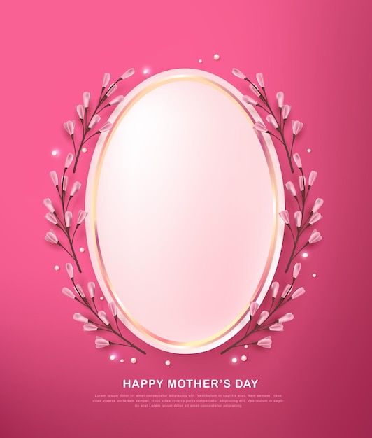 Happy Mothers day background layout in oval frame with flower