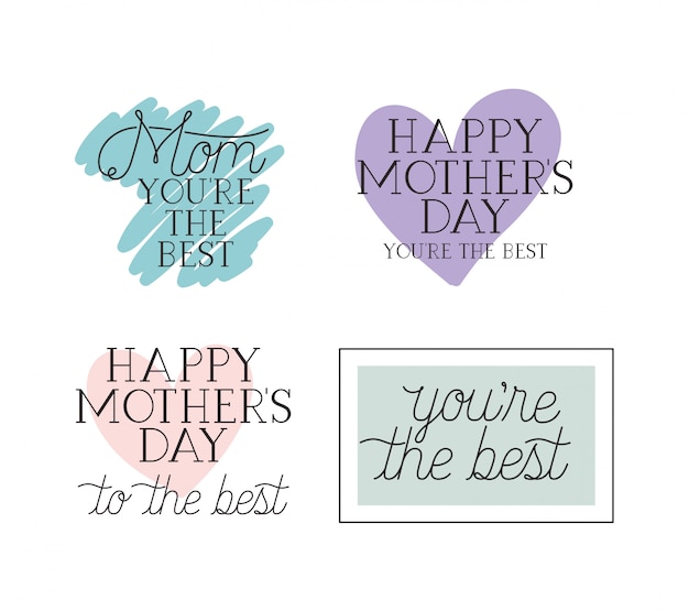 Happy mothers day card set calligraphy messages