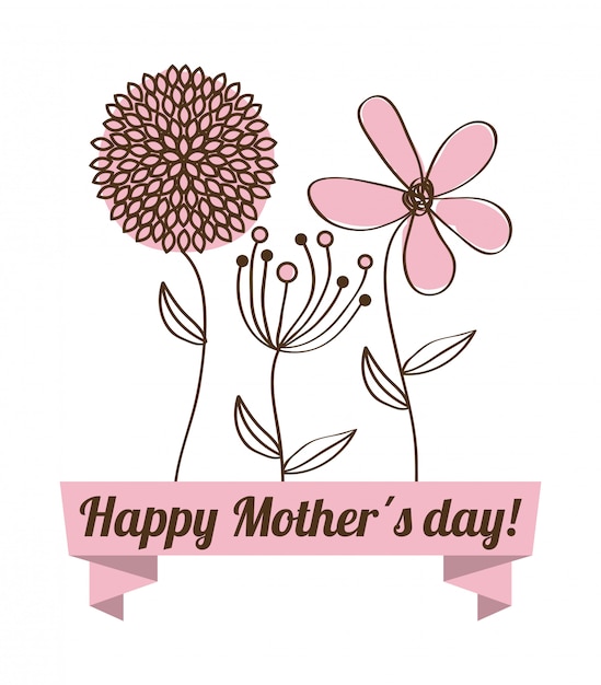 Happy Mothers day card Vector illustration