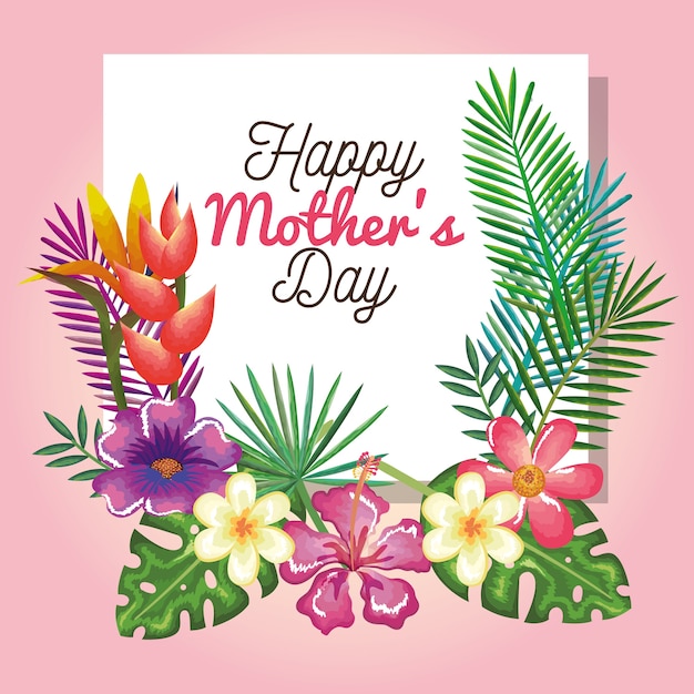 Happy mothers day card with floral decoration