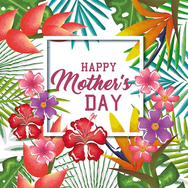 Happy mothers day card with floral decoration