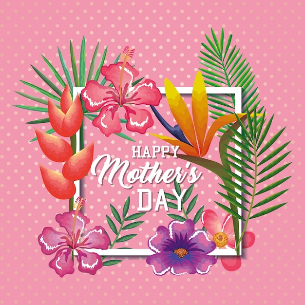 Happy mothers day card with floral decoration