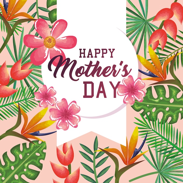 Happy mothers day card with floral decoration