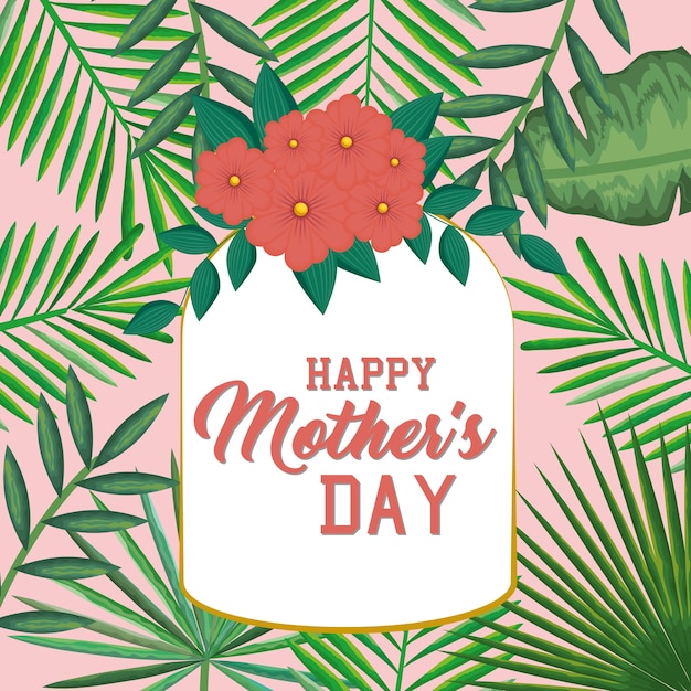 Happy mothers day card with floral decoration