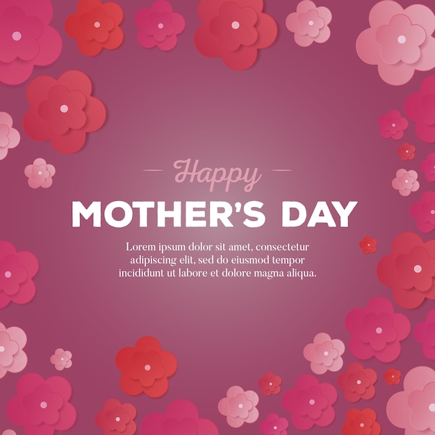 Happy Mothers Day Card with Paper Flowers