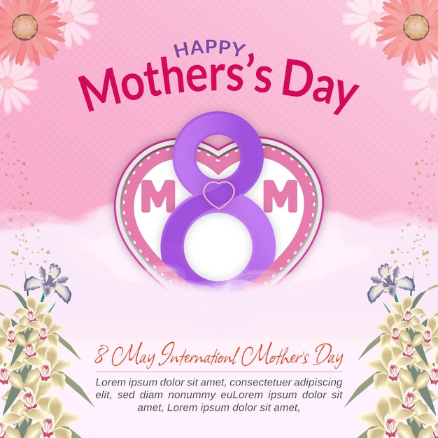 Happy Mothers Day Editable Unique Ad Concept Social Media Banner Instagram Post Template