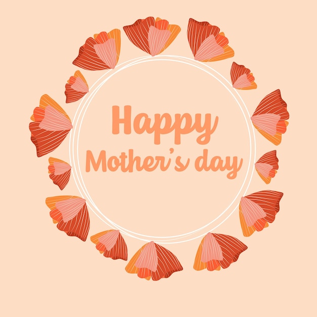 Happy Mothers Day greeting cards with flowers on orange background