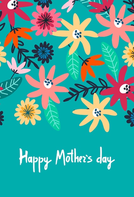 Happy Mothers Day greeting design Elegant flower hand lettering