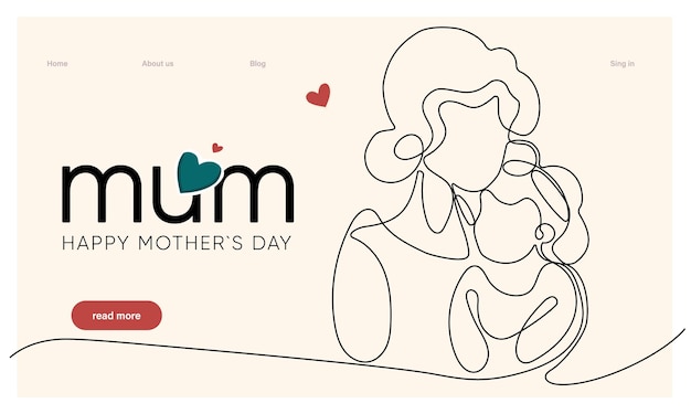 Happy mothers day illustration with woman holding a Flowers Thank you card with blooming flowers