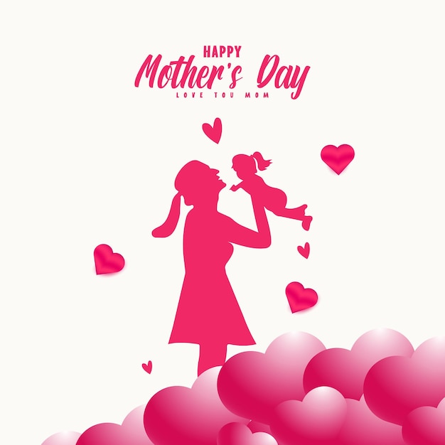 Happy mothers day illustrator background with mom and son love