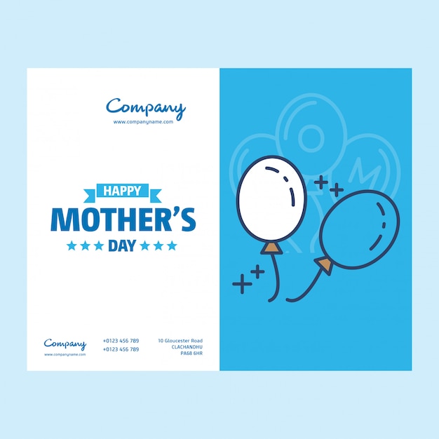 Happy Mothers Day lettering Blue Background